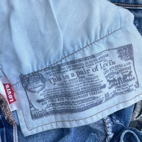 Levi’s White Oak Cone Denim, Red Tag 501 Jean with 2 Butterflies on Leg - Picture 4 of 15